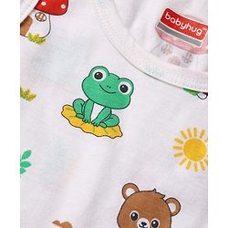 Babyhug 100% Cotton Single Jersey Knit Sleeveless Sando With Animal Print - White