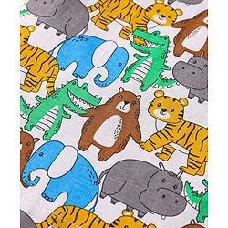 Babyhug 100% Cotton Knit Sleeveless Sando With Animal Print - White