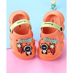 Cute Walk by Babyhug Clogs with Back Strap Space Theme Appliques - Orange