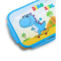 Babyhug Space Stainless Steel Lunch Box|BPA Free|Leak Proof|1 Lunch Box, 1 Container,1 Spoon, 1 Fork|550ML,110ML|Perfect for School Kids & Outdoors|(Color May vary)