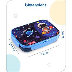 Babyhug Space Stainless Steel Lunch Box|BPA Free|Leak Proof|2 compartment,1 Spoon and 1 Fork|550 ML|Perfect for School Kids & Outdoors|Navy Blue