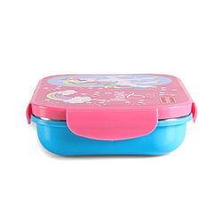 Babyhug Space Stainless Steel Lunch Box|BPA Free|Leak Proof|2 compartment,1 Spoon and 1 Fork|550 ML|Perfect for School Kids & Outdoors|Navy Blue