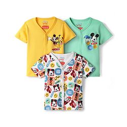 Babyhug Disney Interlock Knit Knot Caps With Mickey Mouse Graphics Pack of 3 - Red White & Green main image 0