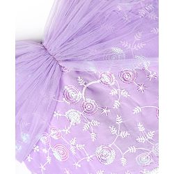Babyhug Woven Sleeveless Choli Lehenga Set & Dupatta With Sequin Floral Embroidery & Lace Detailing - Lavender