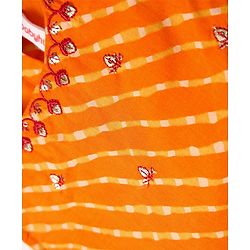 Babyhug Cotton Woven Sleeveless Choli Lehenga and Dupatta Set with Bandhani Print - Orange