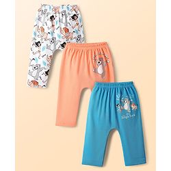 Babyhug Interlock Cotton Knit Full Length Diaper Leggings with Floral & Polka Dots Print Pack of 3 - Multicolour