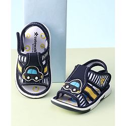 Cute Walk by Babyhug Sandals with Velcro Closure & Car Applique - Navy Blue