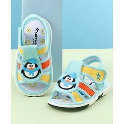 Cute Walk by Babyhug Sandals with Velcro Closure & Penguin Applique - Light Blue