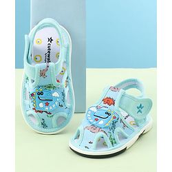 Cute Walk by Babyhug Sandals with Velcro Closure & Dino Applique - Light Blue