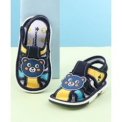 Cute Walk by Babyhug Sandals with Velcro Closure & Teddy Applique - Navy Blue