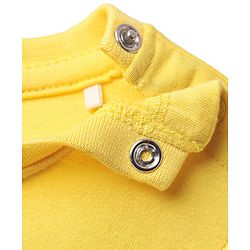 Babyhug Disney Single Jersey Knit Frill Sleeves Frock With Disney Princess Graphics & Bow Applique - Yellow
