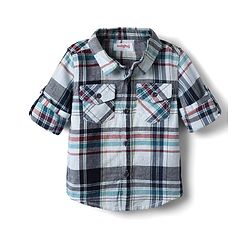Babyhug Cotton Woven Full Sleeves Checkered Shirt & Denim Jeans Set - Navy Blue