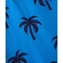 Babyhug 100% Cotton Knit Polo T-Shirt with Coconut Tree Print - Blue