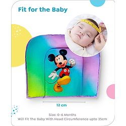 Babyhug Disney Cotton U Shape Pillow with Smiley Mickey Face Print - Blue