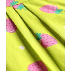 Babyhug Cotton Woven Half Sleeves Co-Ords Nightsuit With Strawberry Print - Green