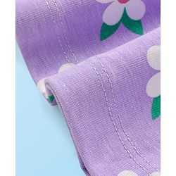 Babyhug Cotton Knit Half Sleeves T-Shirt & Frock With Floral Print & Bow Applique - Purple