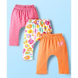 Babyhug Cotton Knit Full Length Diaper Leggings with Heart & Rainbow Print Pack of 3 - Multicolour main image 1