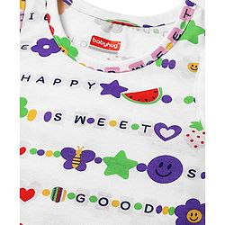 Babyhug 100% Cotton Sleeveless Text Printed Sando & Shorts Set - Multicolour