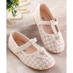 Cute Walk by Babyhug Velcro Closure Ballerinas with Glitter Unicorn Print & Bow Applique - Pink main image 0