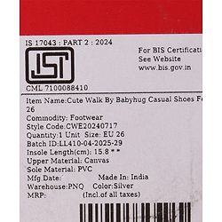 Cute Walk by Babyhug Casual Shoes with Velcro Closure & Glitter Print - Golden