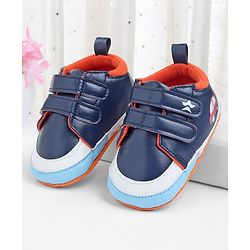 Cute Walk by Babyhug Velcro Closure Booties With Vehicle Print - Navy Blue