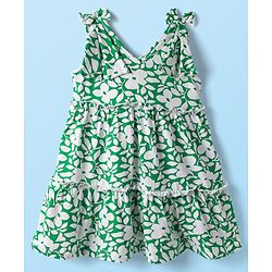 Babyhug Single Jersey Knit Sleeveless Frock With Floral Print & Bow ...