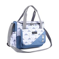 Babyhug Multipurpose Diaper Sling Bag Cloud Print - Blue| Adjustable Shoulder Strap| Insulated Bottle Pouches| Water Resistant| Carry Handle