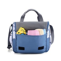 Babyhug Multipurpose Diaper Sling Bag Cloud Print - Blue| Adjustable Shoulder Strap| Insulated Bottle Pouches| Water Resistant| Carry Handle