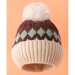 Babyhug Woollen Cap with Muffler & Ear Applique Purple - Diameter 11.5 cm main image 0