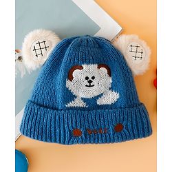 Babyhug Woollen Cap with Knot & Applique - Beige main image 1