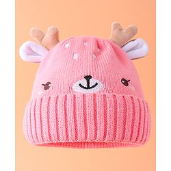 Babyhug Pom Pom Woollen Cap Teddy Applique - Blue