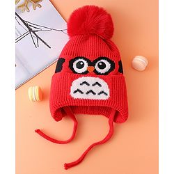 Babyhug Woollen Cap With Bow Applique - Yellow