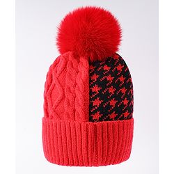 Babyhug Woollen Cap With Bear Embriodery Purple - Diameter 11 cm