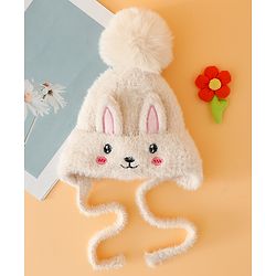 Babyhug Woollen Cap With Floral Applique - Red main image 1