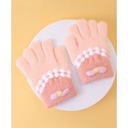 Babyhug Woollen Gloves With Design - Pink