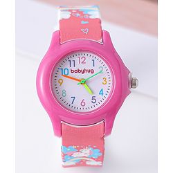 Babyhug Analog Watch with Unicorn Print - Fuchsia