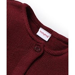 Babyhug Knitted Full Sleeves Solid Front Open Sweater - Yellow