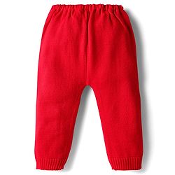 Babyhug Fleece Knitted Full Length Solid Colour Woollen Lounge Pant - Red