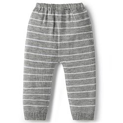 Babyhug Knit Full Length Sweater Knit Pant with Stripes - Grey