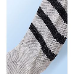 Babyhug Knit Full Length Footed Woolen Pant With Stripes - Grey
