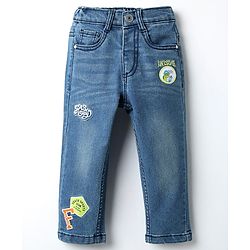 Babyhug Denim Washed Full Length Jeans with Stretch -Blue main image 1
