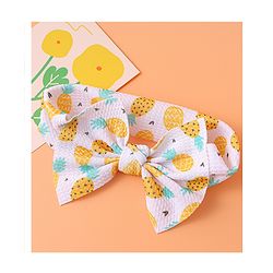 Babyhug Headband with Bow Applique & Fruits Print- White & Yellow