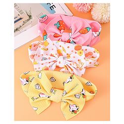 Babyhug Headbands with Bow Detailing with Animal & Fruits Print Pack of 3 - Multicolor