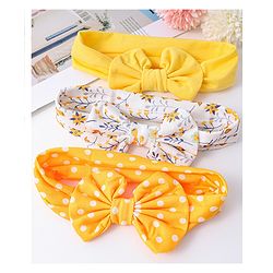 Babyhug Bow Applique Headbands Pack of 3 - Yellow & White