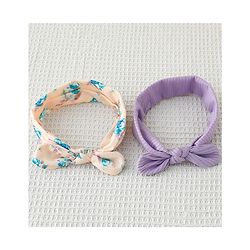 Babyhug Bow Applique Headbands Pack of 2 - Purple & Peach