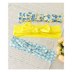 Babyhug Free Size Headbands with Bow Detailing and Geometric Print Pack of 3 - Yellow