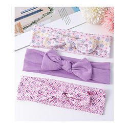 Babyhug Free Size Headbands with Bow Detailing & Floral Print Pack of 3 - Lilac