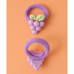 Babyhug Free Size Rubber Bands with Floral Fruit and Cupcake Applique Pack of 8 - Brown Pink and Yellow