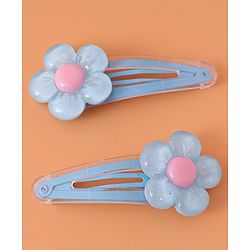 Babyhug Snap Clips with Floral Applique Pack of 6 - Pink Blue and Lilac