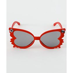 Babyhug Solid Coloured Sunglasses with Floral Applique - Red